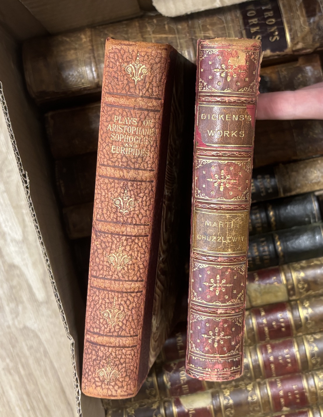 A small quantity of leather bound books.